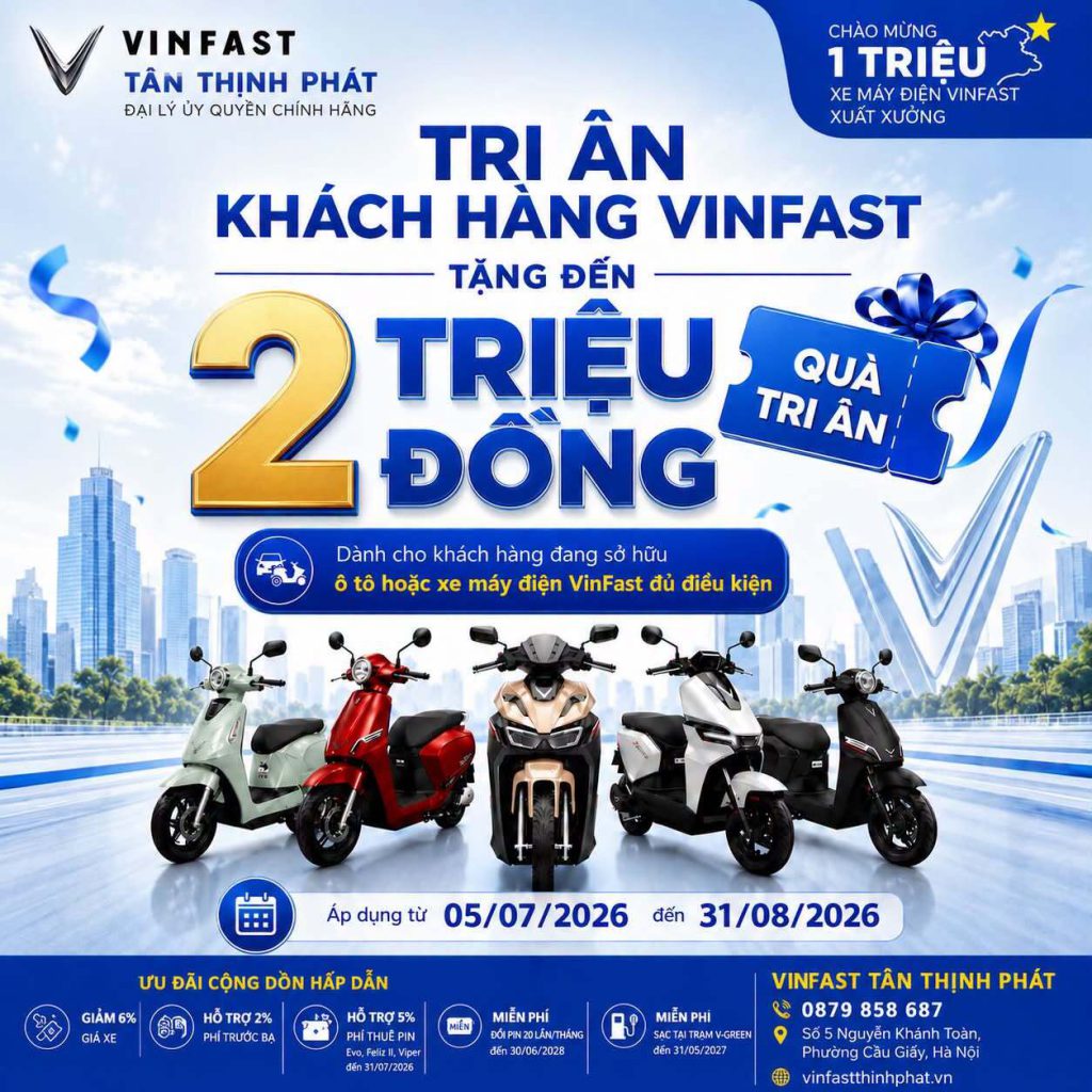 Khách hàng cũ VinFast nhận voucher đến 2 triệu đồng