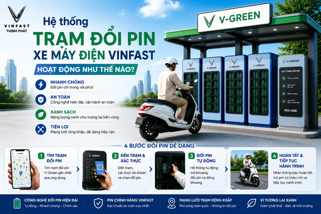 Hệ thống trạm đổi pin xe máy điện VinFast