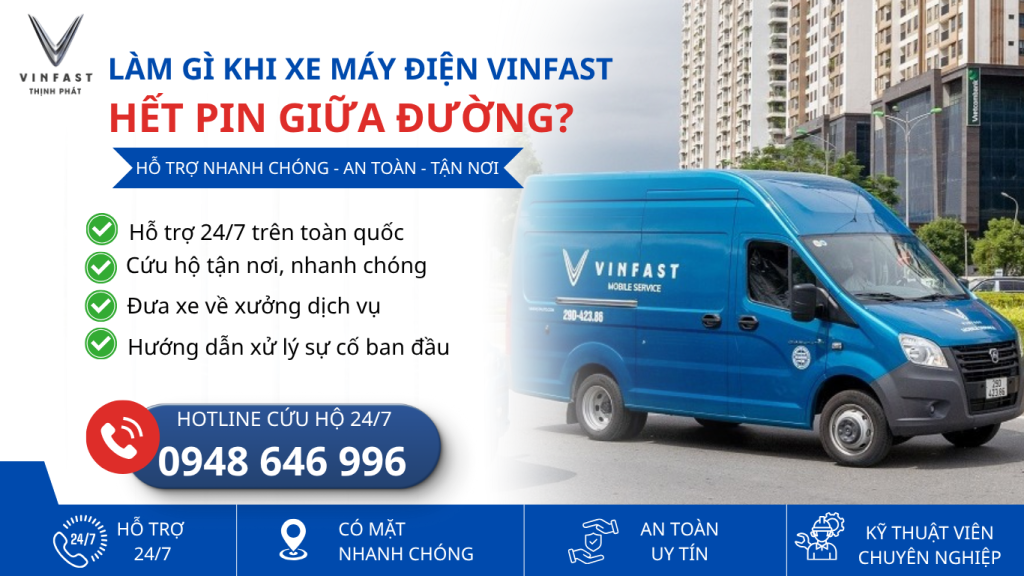 Làm gì khi xe máy điện VinFast hết pin giữa đường?